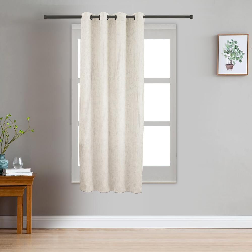 Home Beautiful                         5ft. Soft Cream Embossed Eyelet Window Curtains