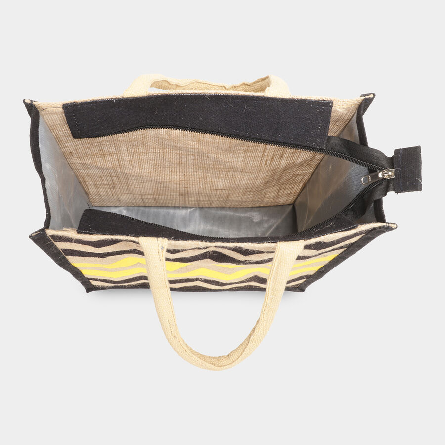 Women's Black Jute Tote Bag, , large