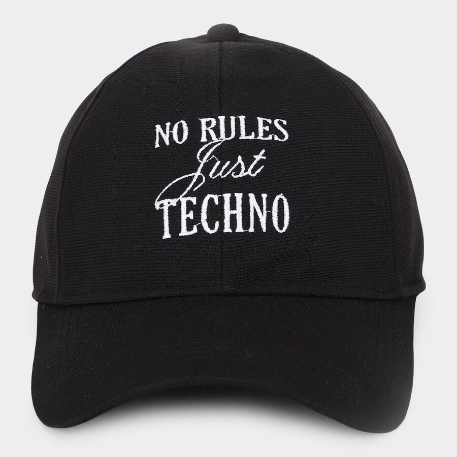 Men's Black Fabric Cap, , large