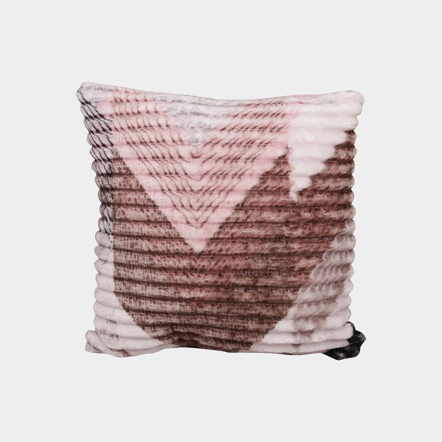 Pink and Brown Geometric Printed Cushion, , large