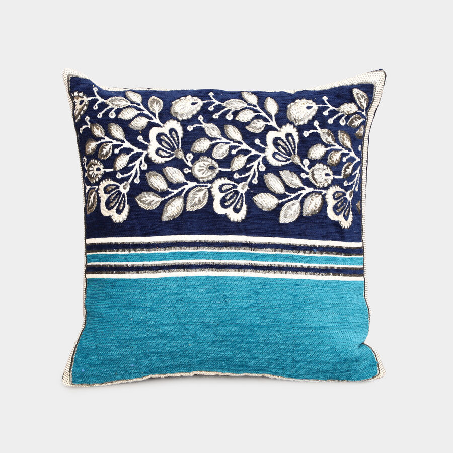 Blue Polyester Cushion Cover, , large image number null