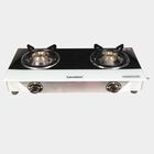 2 Burner Glass Top With Stainless Steel Bottom Lp Gas Stove, , small image number null