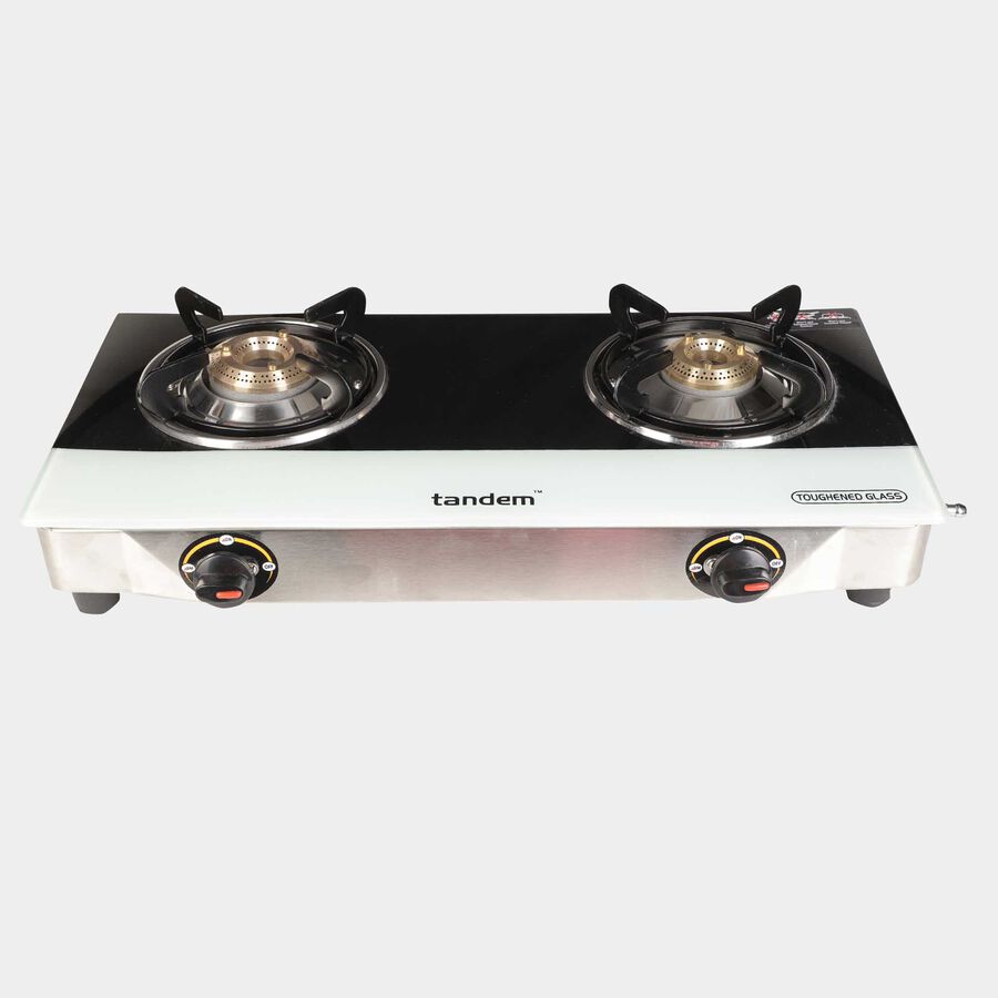 2 Burner Glass Top With Stainless Steel Bottom Lp Gas Stove, , large image number null