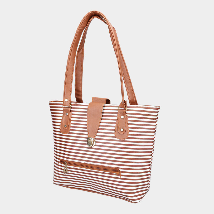 Women's Tan Polyurethane Tote Bag, , large image number null