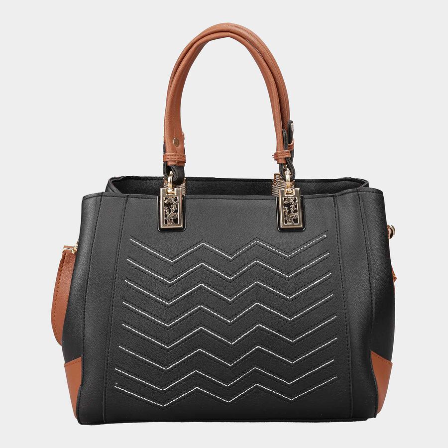 Women's Black Polyurethane Tote Bag, , large image number null