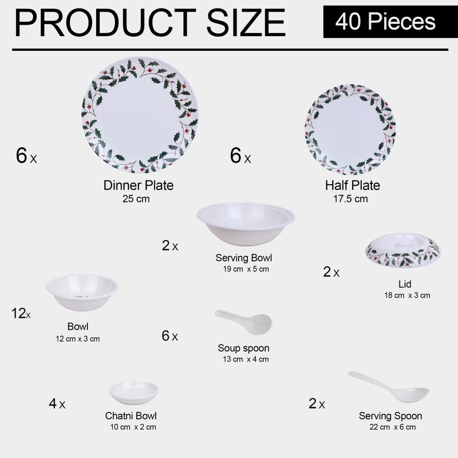 40 Pieces Melamine Dinner Set, , large image number null