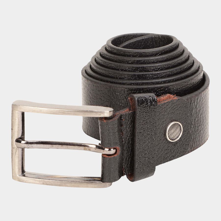 Men's Black Leather Casual Belt, , large image number null