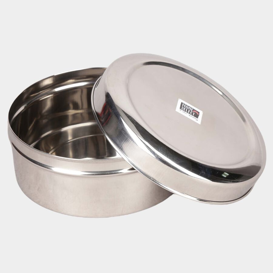 Stainless Steel Round Container (Poori Dabba) - 500 ml, , large image number null