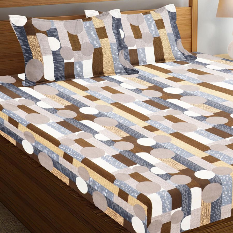 120 GSM White Microfiber Double Bedsheet With Pillow Cover, , large image number null