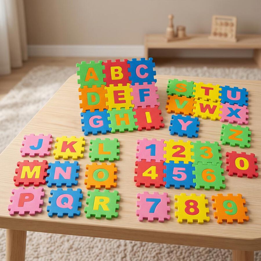 Kids Interlocking Alphabet and Number Foam Mat Set, , large