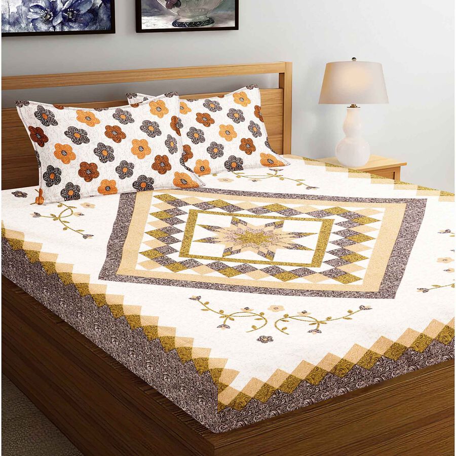 125 GSM Multicolour  Microfiber Double Bedsheet, , large image number null