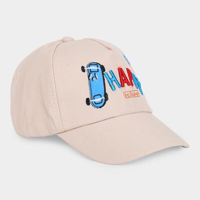 Kid's Beige Fabric Cap 