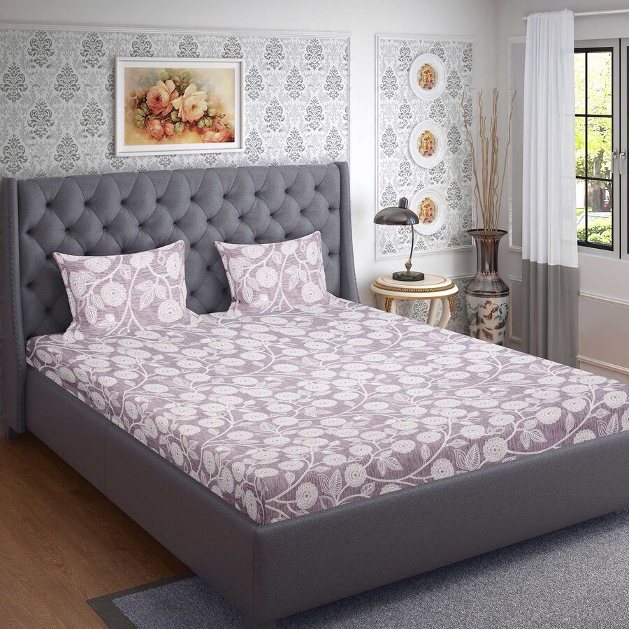 120 GSM Microfiber Double Bedsheet with 2 Pillow Covers, , large image number null