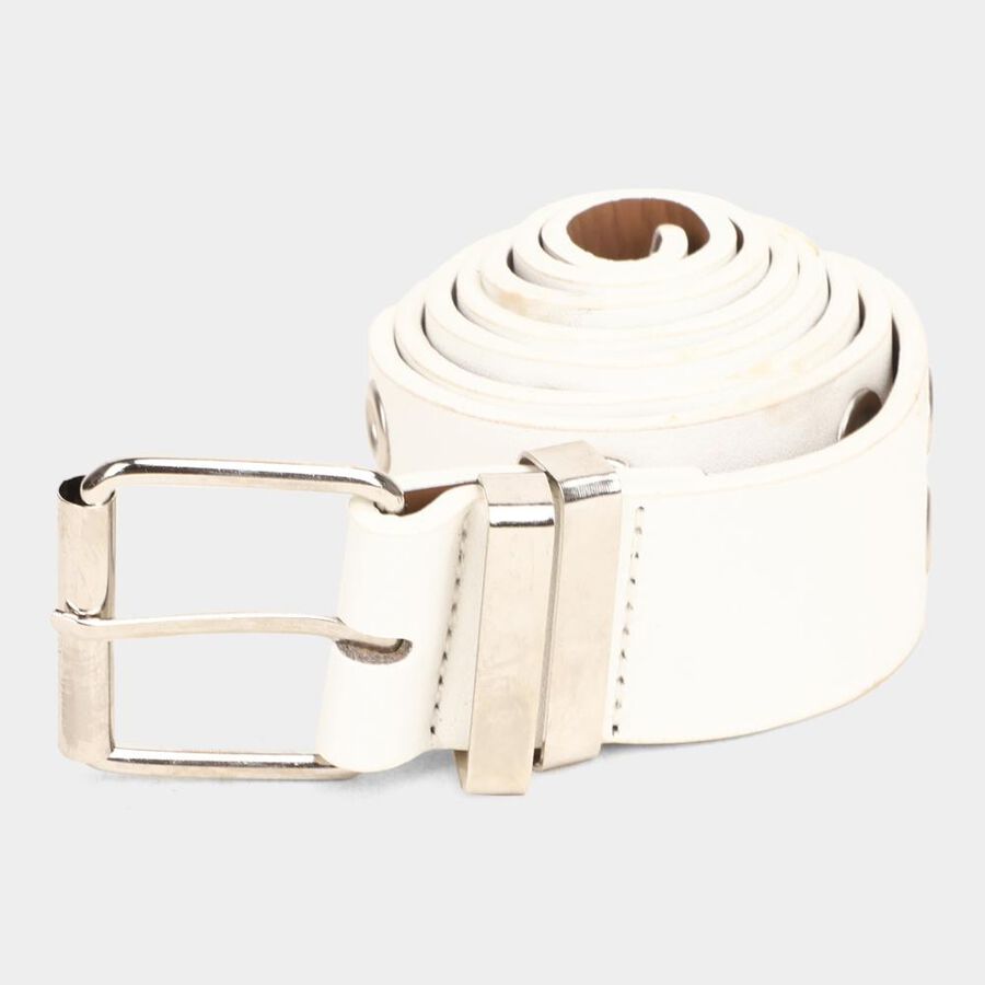 Women's White Polyurethane Belt, , large image number null