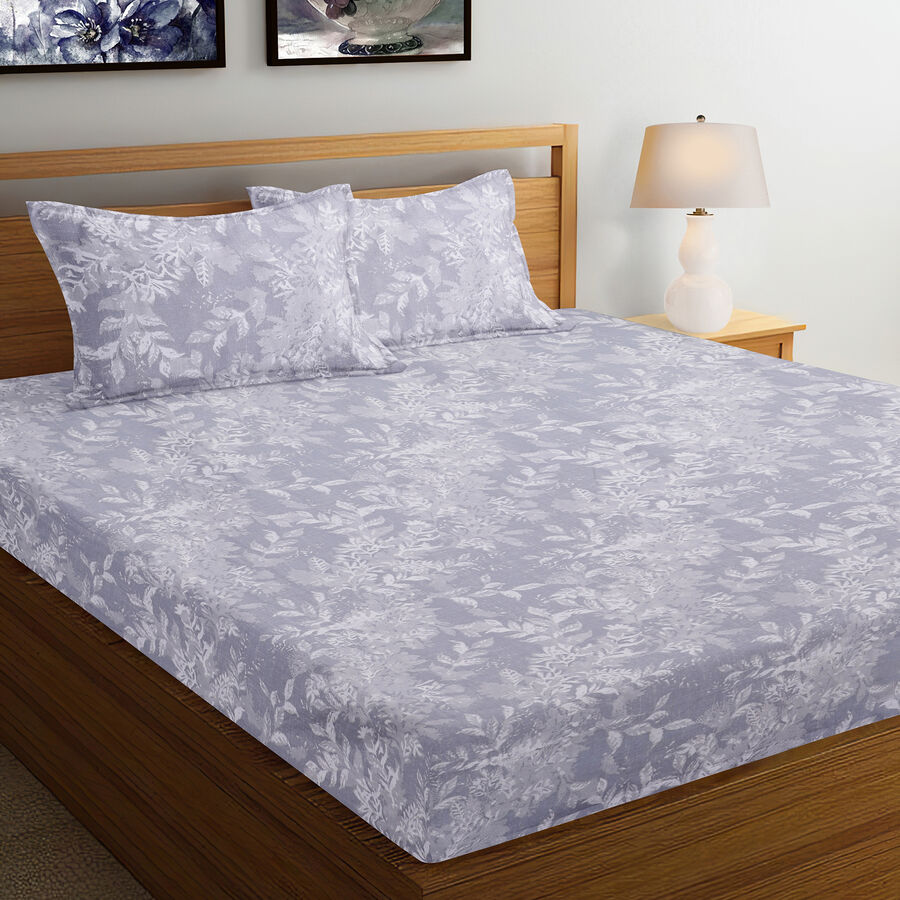120 GSM Blue Polyester Double Bedsheet, , large image number null