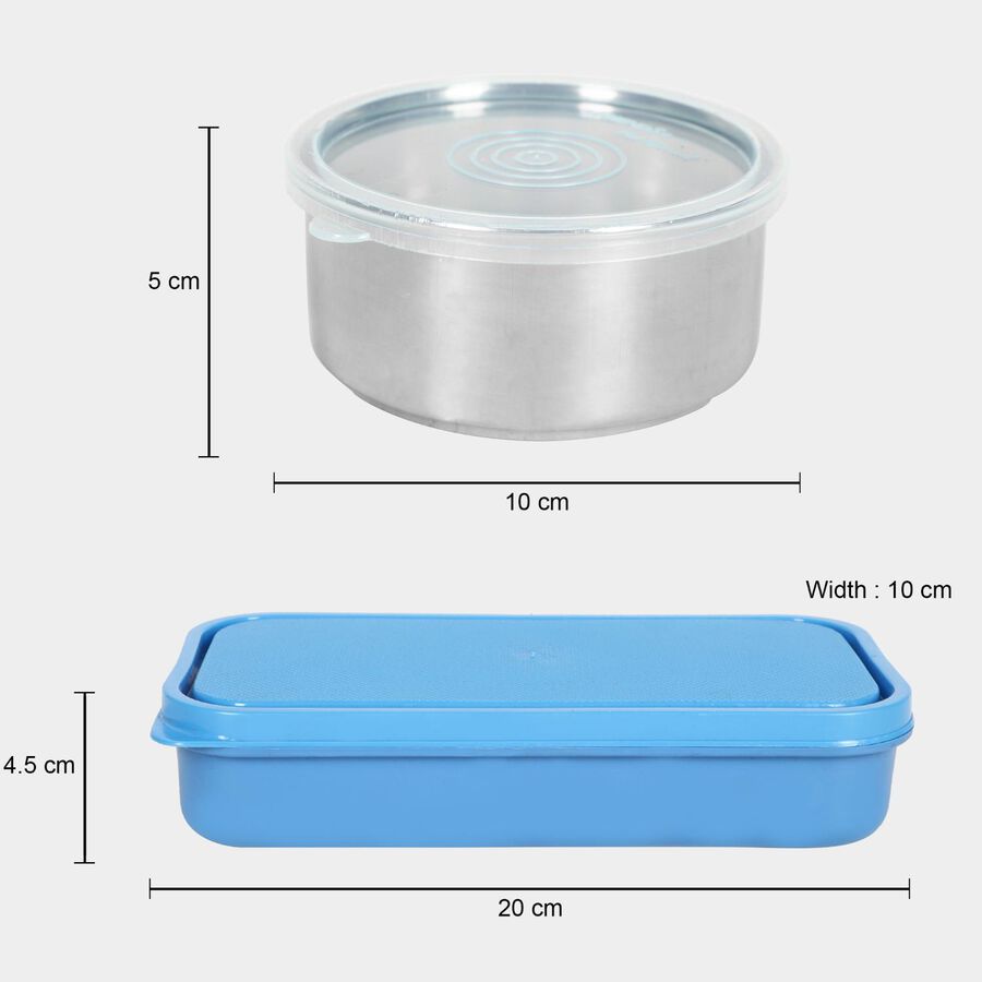 Steel Lunch Box - 2 Bowls, 1 Container, 1 Bag, , large image number null