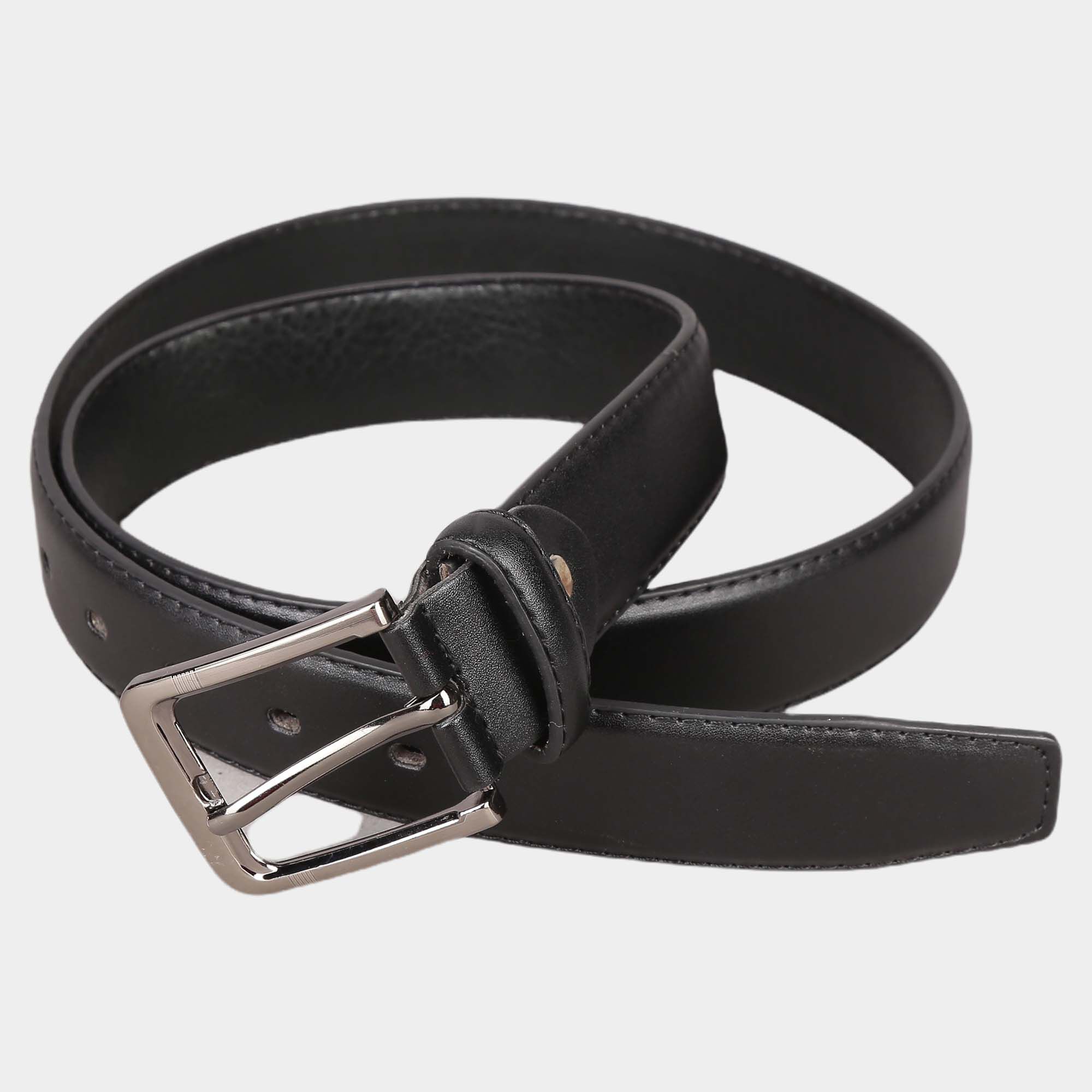 Black Tie                         Men's Black Polyurethane Formal Belt