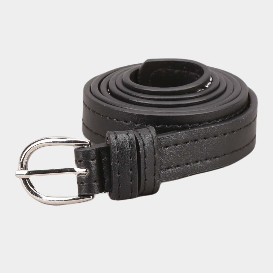 Women's Black Polyurethane Belt, , large image number null
