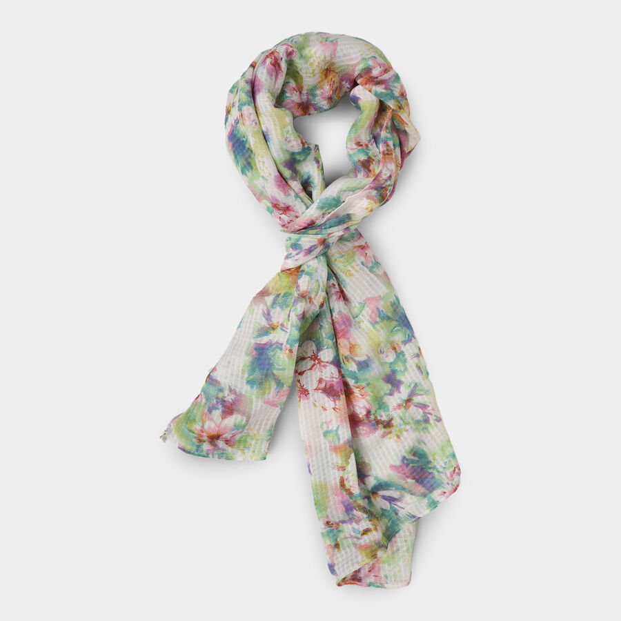 Women's Off-White Fabric Scarf, , large image number null
