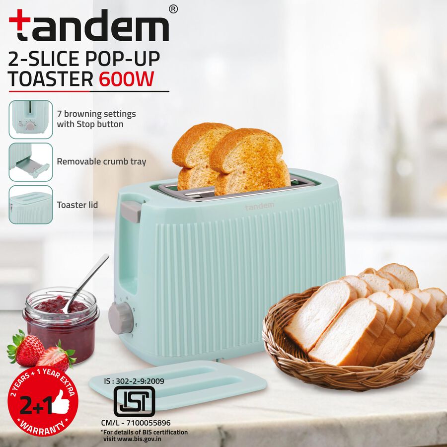 600W 2-Slice Pop Up Toaster, , large image number null