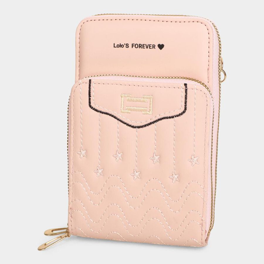 Women's Pink Polyurethane Sling Bag, , large image number null