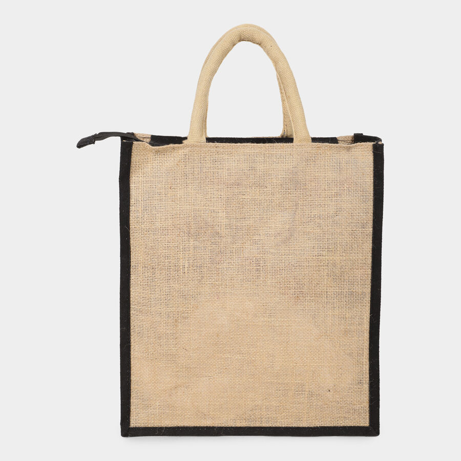 Women's Black Jute Tote Bag, , large