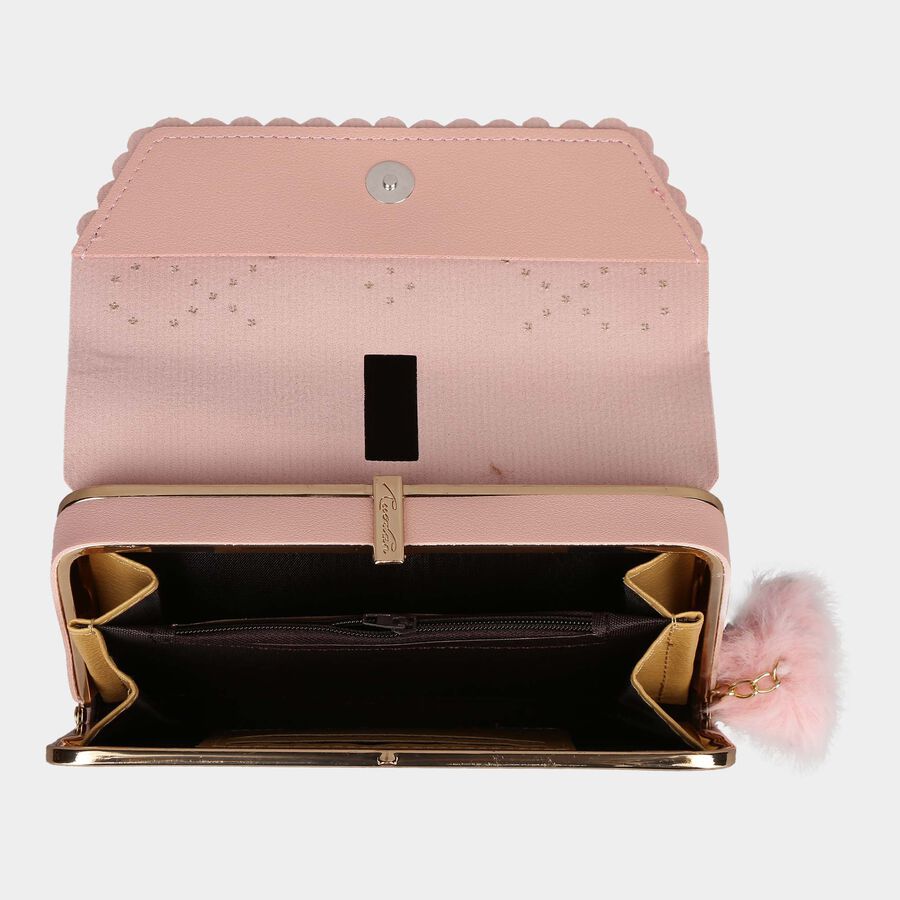 Women's Light Pink Polyurethane Clutch Bag, , large image number null