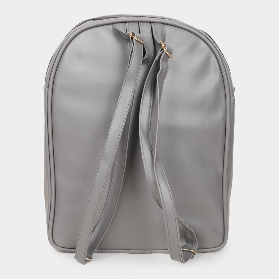 Women's Grey Polyurethane Backpack, , large image number null