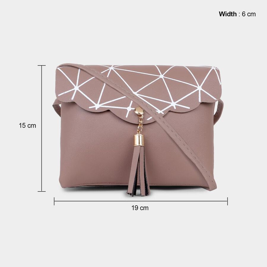 Women's Tan Polyurethane Sling Bag, , large image number null