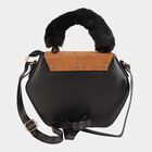 Women's Black Polyurethane Handbag, , small