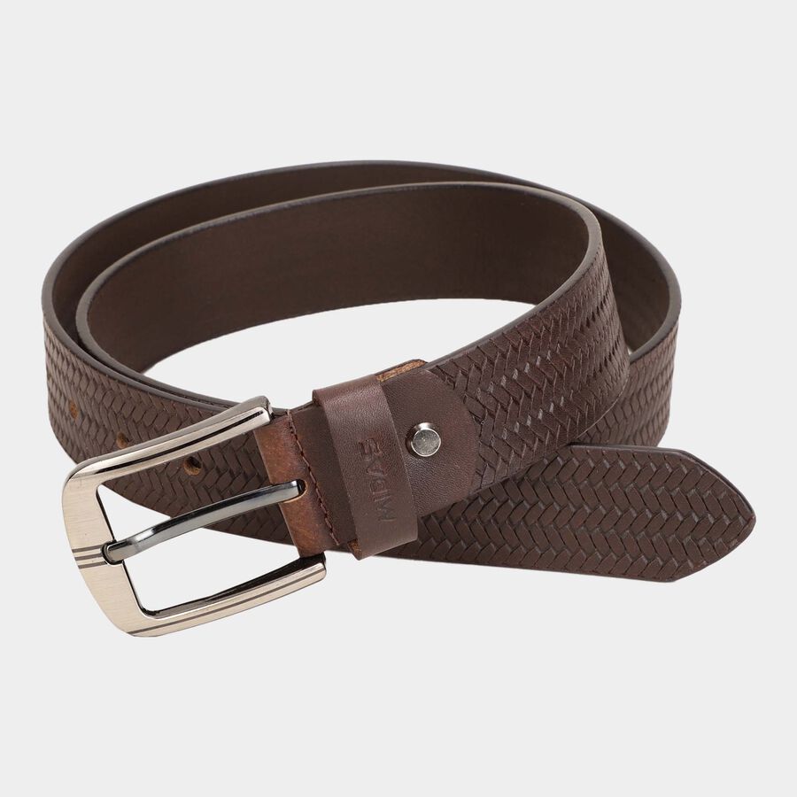 Men's Brown Leather Casual Belt, , large image number null