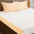 Brown Cotton Blend Double Bedsheet with Pillow Cover, , small