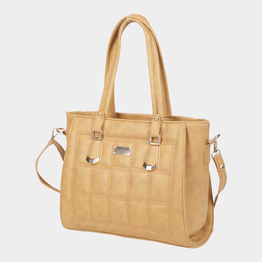 Women's Polyurethane Satchel, Quilted, Medium Size, , large image number null