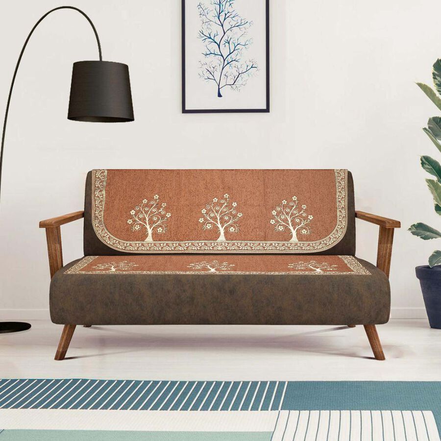 Brown Cotton Blend Sofa Cover, , large image number null