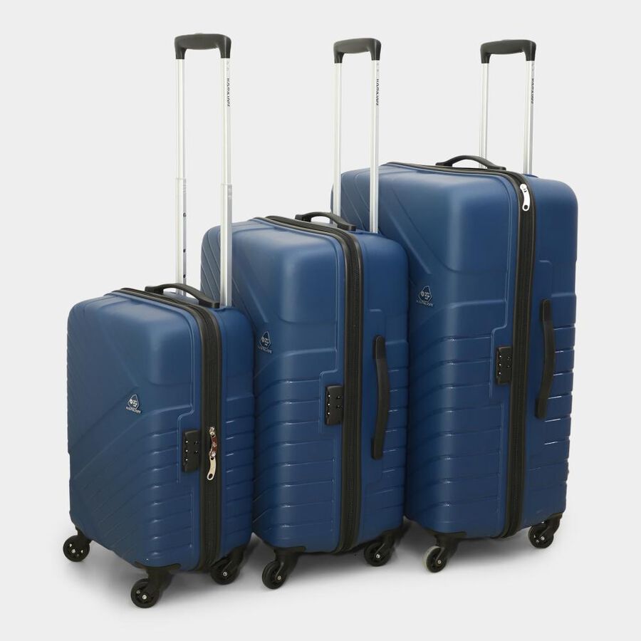 4-Wheel Dark Blue Polypropylene Hard Case Trolley, Small + Medium + Large, , large image number null