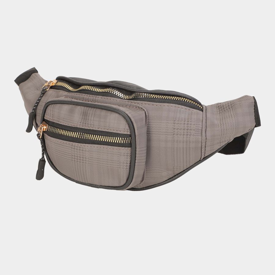 Men's Grey Polyurethane Waist Bag, , large image number null