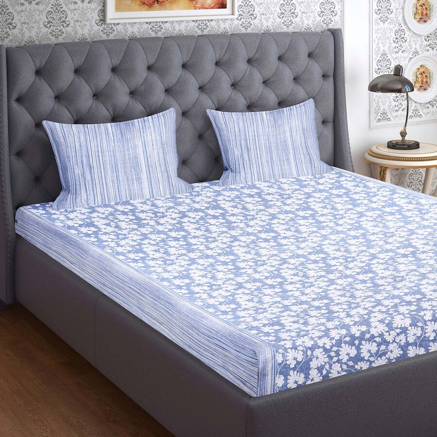 104 TC Cotton Blend Double Bedsheet with 2 Pillow Covers, , large image number null