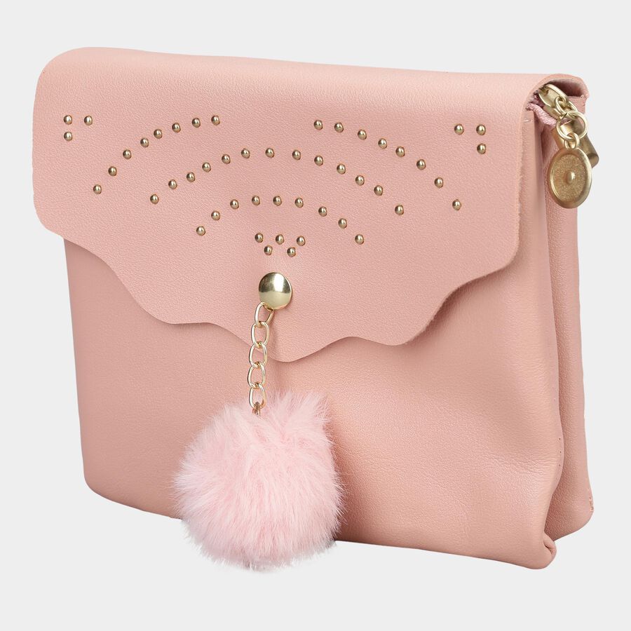 Women's Pink Polyurethane Sling Bag, , large image number null