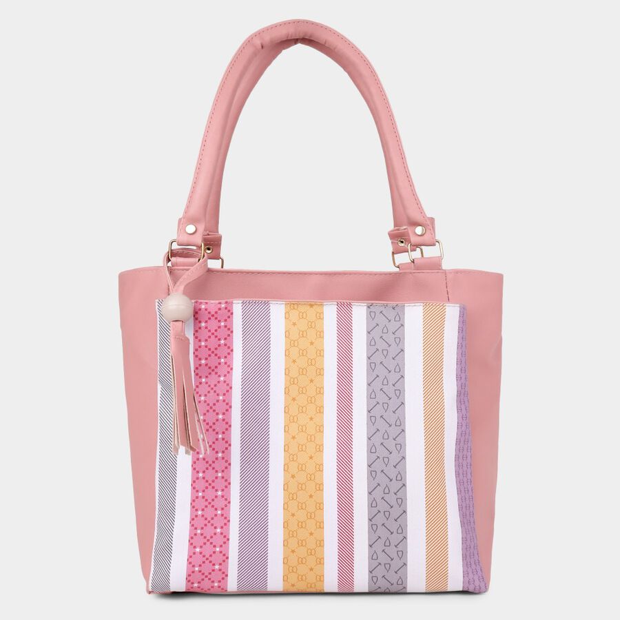 Women's Pink Polyurethane Tote Bag, , large image number null