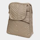 Women's Beige Polyurethane Backpack, , small