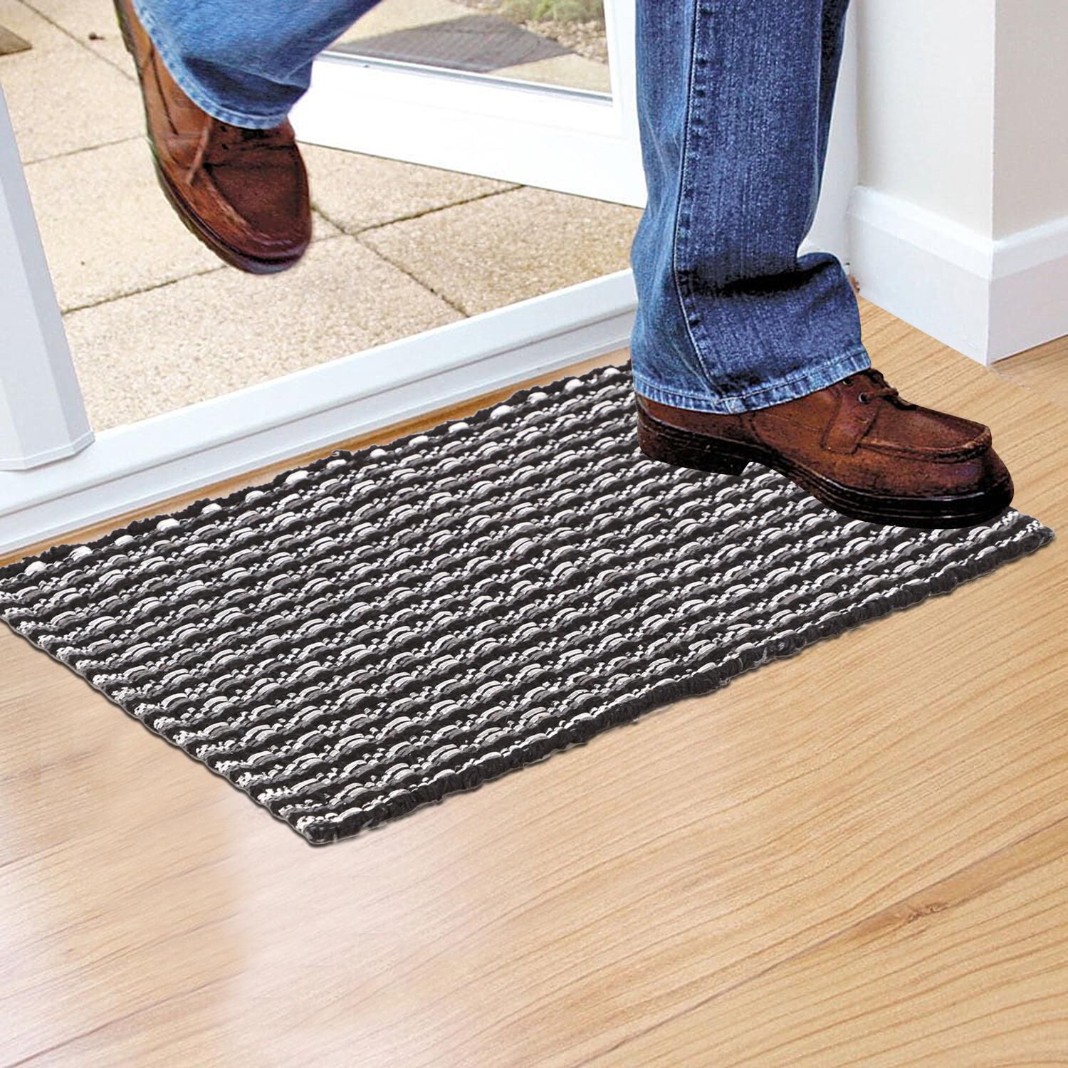 Home Beautiful                         Dark Grey Polyester Cotton Door Mat