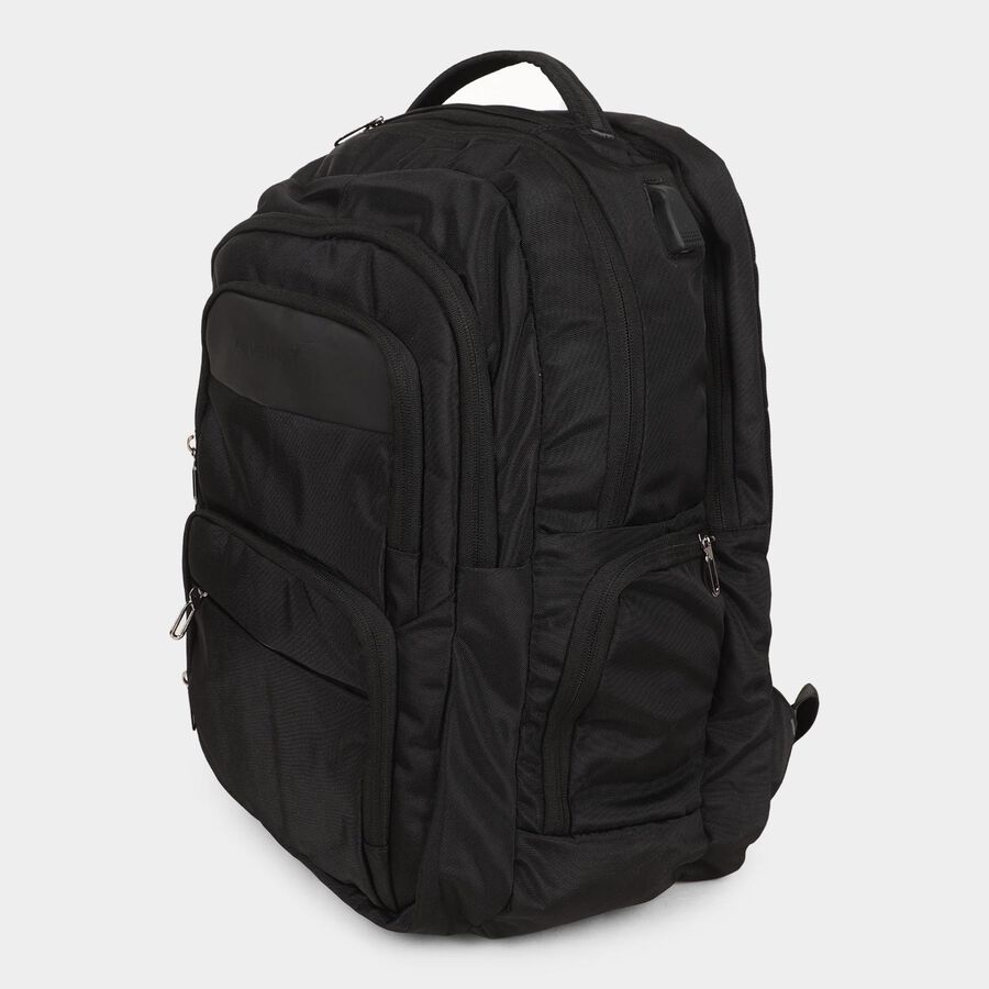 Black Polyester Backpack with Laptop Compartment and USB Port, , large image number null