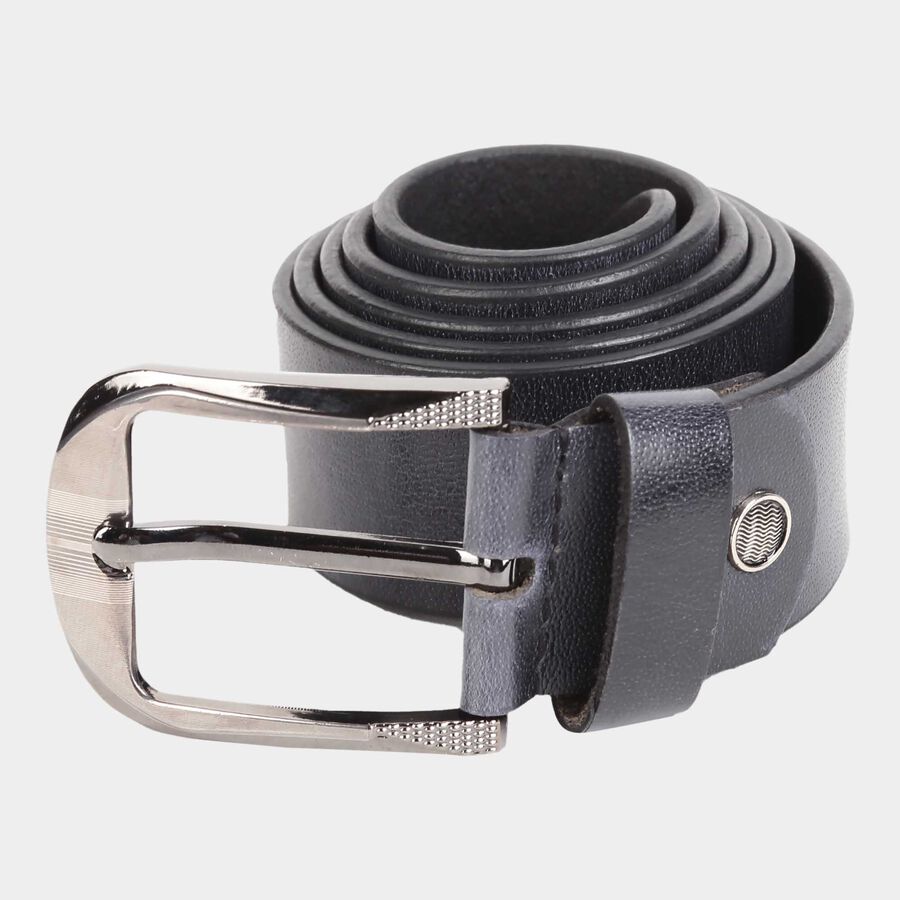 Men's Black Leather Casual Belt, , large image number null