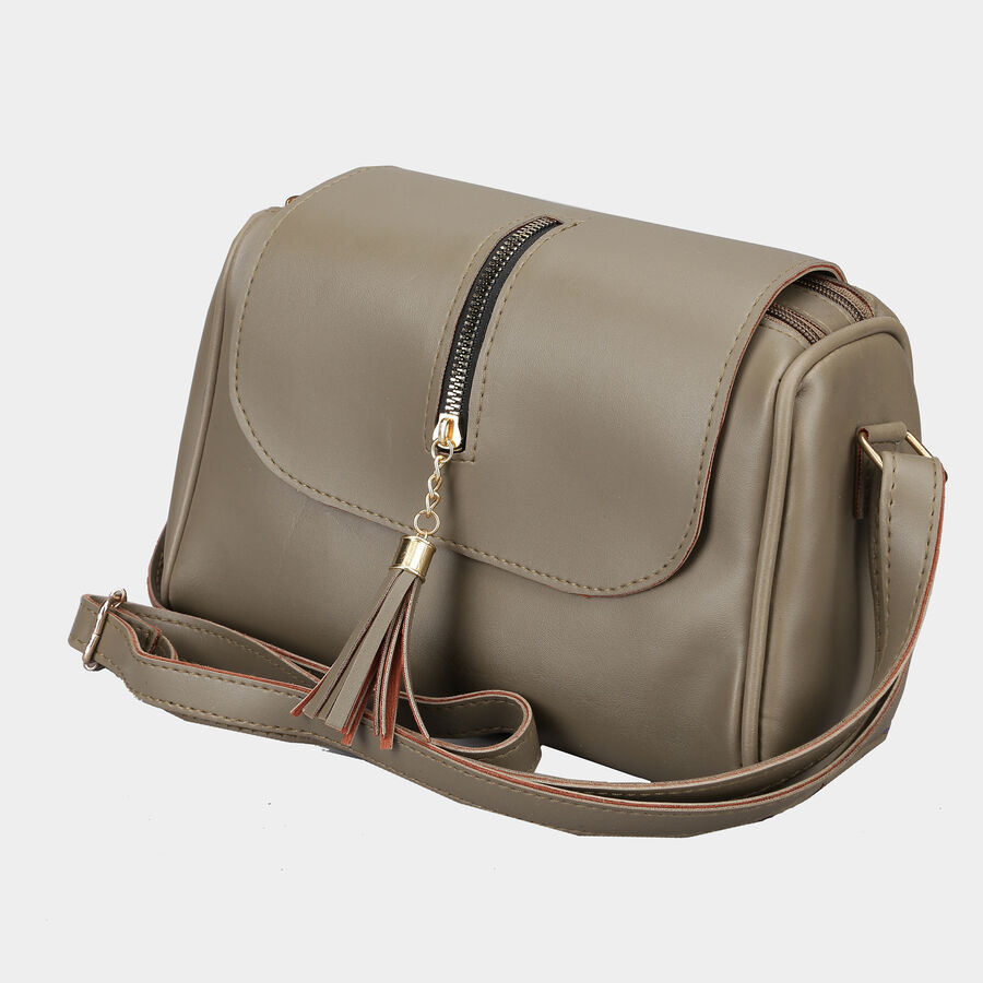 Women's Olive Polyurethane Sling Bag, , large image number null