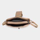 Women's Beige Polyurethane Handbag, , small