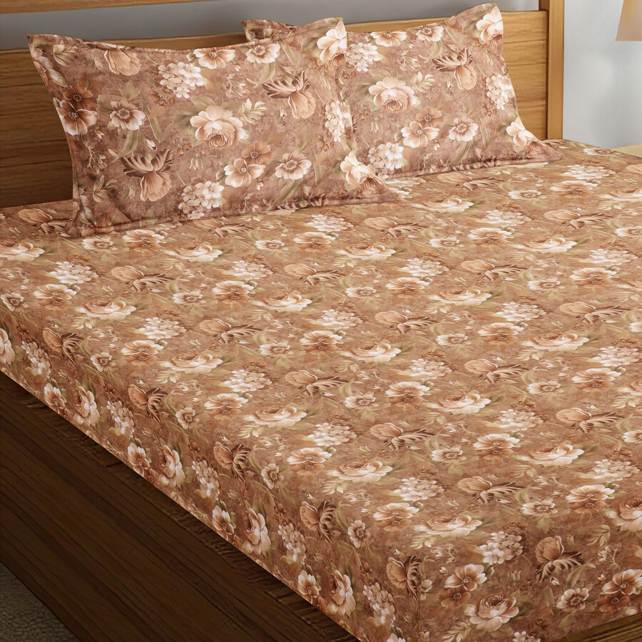120 GSM Brown Polyester Double Bedsheet, , large image number null