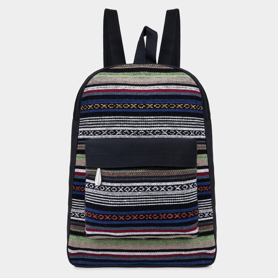 Women's Black Fabric Backpack, , large image number null