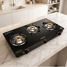 LPG Gas Stove 3 Burner Glass Top, 1 star BEE rating, , small