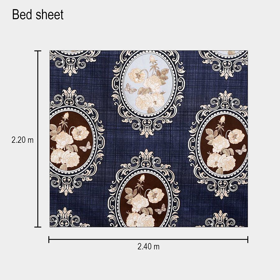 120 GSM Blue Microfiber Double Bedsheet With Pillow Cover, , large image number null