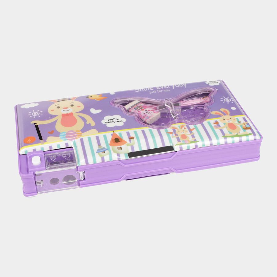 1 Pc. Plastic Educational Pencil Box - Colour/Design May Vary